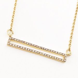 Express gold pavè bar necklace
